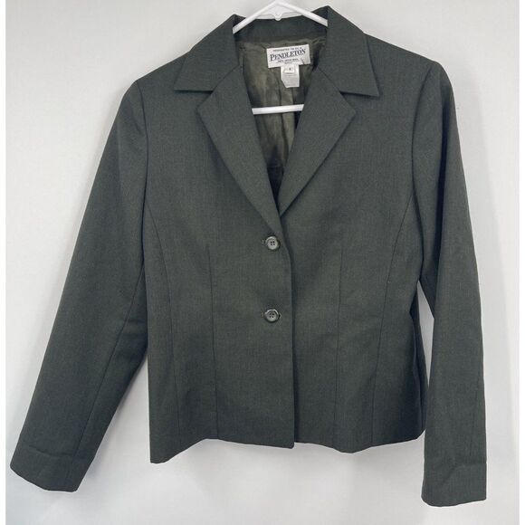 Vintage Pendleton 100% Virgin Wool Blazer Made In USA Sz 4 Dark Green - Picture 1 of 4